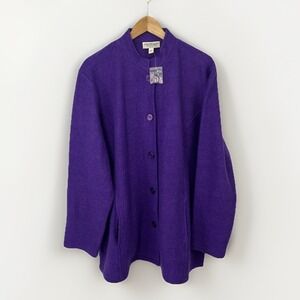 Norm Thompson NWOT Coat Purple Boiled 100% Wool Jacket Womens 2X